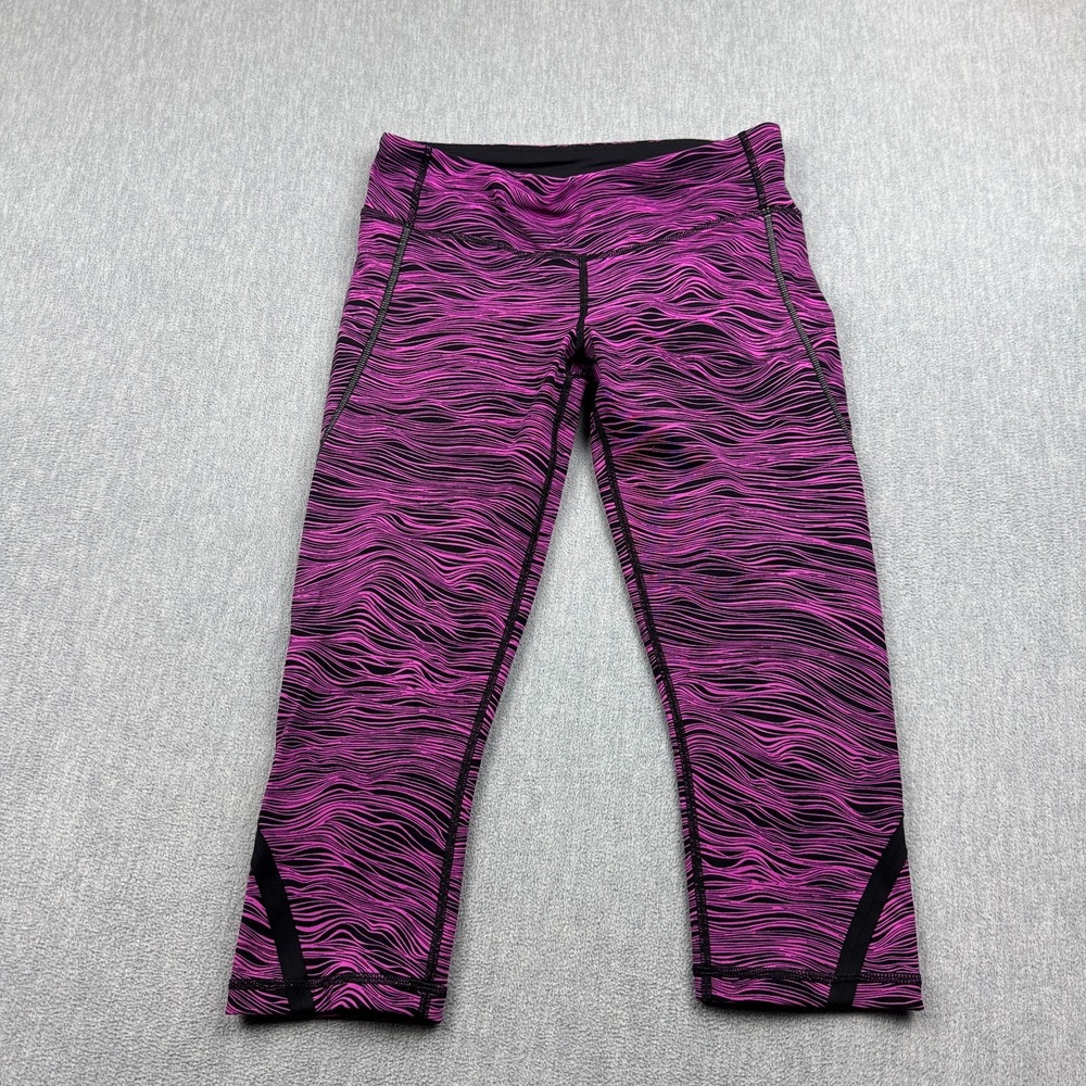 Lululemon Leggings Womens 6 Pink On Track Crop 19" Low Rise Stretch Yoga Gym Run